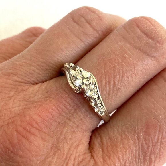 Sterling Silver 925 Round White Sapphire Multi Gemstone Engagement Ring Sz 7.25 - Picture 11 of 16